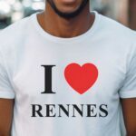 T-Shirt Blanc I love Rennes Pour homme-1