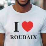 T-Shirt Blanc I love Roubaix Pour homme-1