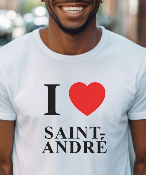 T-Shirt Blanc I love Saint-André Pour homme-1