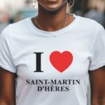 T-Shirt Blanc I love Saint-Martin-d'Hères Pour femme-1