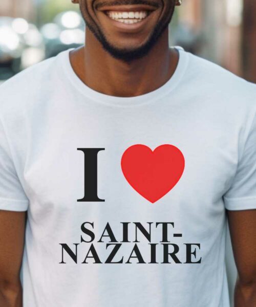 T-Shirt Blanc I love Saint-Nazaire Pour homme-1