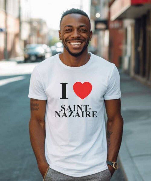 T-Shirt Blanc I love Saint-Nazaire Pour homme-2
