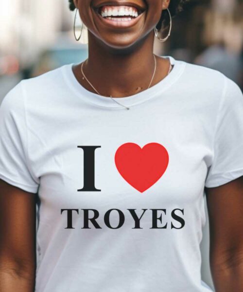 T-Shirt Blanc I love Troyes Pour femme-1