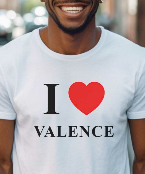 T-Shirt Blanc I love Valence Pour homme-1