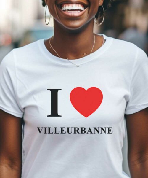 T-Shirt Blanc I love Villeurbanne Pour femme-1