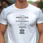 T-Shirt Blanc Ici c'est Angoulême on est fiers de nos monuments même si on ne les visite jamais Pour homme-1