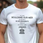 T-Shirt Blanc Ici c'est Boulogne-sur-Mer on est fiers de nos monuments même si on ne les visite jamais Pour homme-1