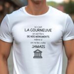 T-Shirt Blanc Ici c'est La Courneuve on est fiers de nos monuments même si on ne les visite jamais Pour homme-1