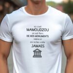 T-Shirt Blanc Ici c'est Mamoudzou on est fiers de nos monuments même si on ne les visite jamais Pour homme-1