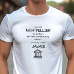 T-Shirt Blanc Ici c'est Montpellier on est fiers de nos monuments même si on ne les visite jamais Pour homme-1