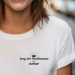 T-Shirt Blanc Issy-les-Moulineaux de coeur Pour femme-1