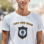 T-Shirt Blanc Ivry-sur-Seine blason Pour homme-2