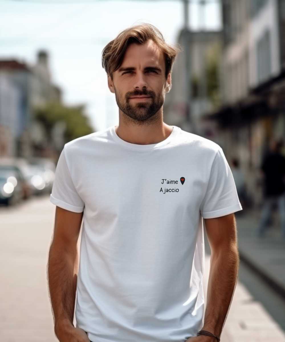 T-Shirt Blanc J'aime Ajaccio Pour homme-2