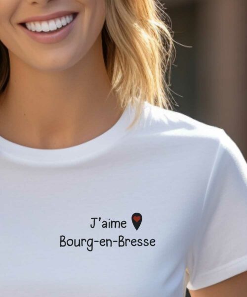 T-Shirt Blanc J’aime Bourg-en-Bresse Pour femme-1