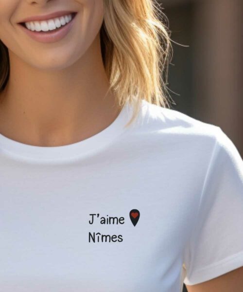 T-Shirt Blanc J’aime Nîmes Pour femme-1