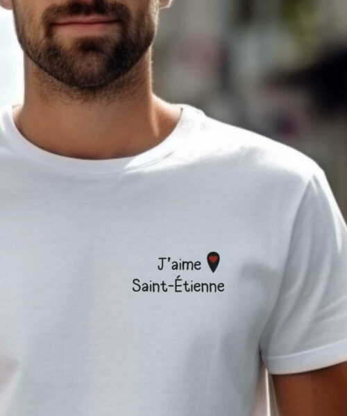 T-Shirt Blanc J'aime Saint-Étienne Pour homme-1