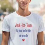 T-Shirt Blanc Joué-lès-Tours la plus belle ville du monde Pour homme-1