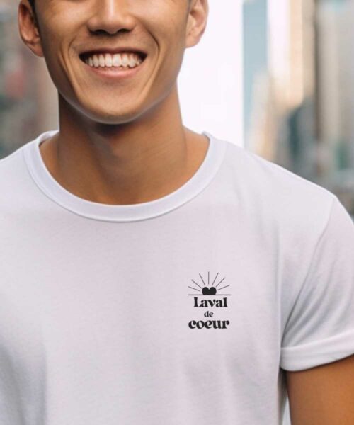 T-Shirt Blanc Laval de coeur Pour homme-1