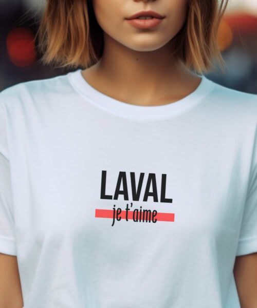 T-Shirt Blanc Laval je t'aime Pour femme-2