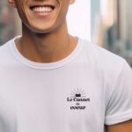 T-Shirt Blanc Le Cannet de coeur Pour homme-1
