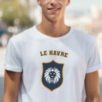 T-Shirt Blanc Le Havre blason Pour homme-2