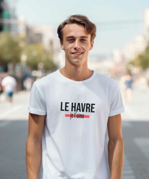T-Shirt Blanc Le Havre je t’aime Pour homme-1