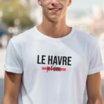 T-Shirt Blanc Le Havre je t'aime Pour homme-2