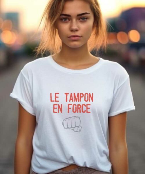 T-Shirt Blanc Le Tampon en force Pour femme-1