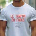 T-Shirt Blanc Le Tampon en force Pour homme-2