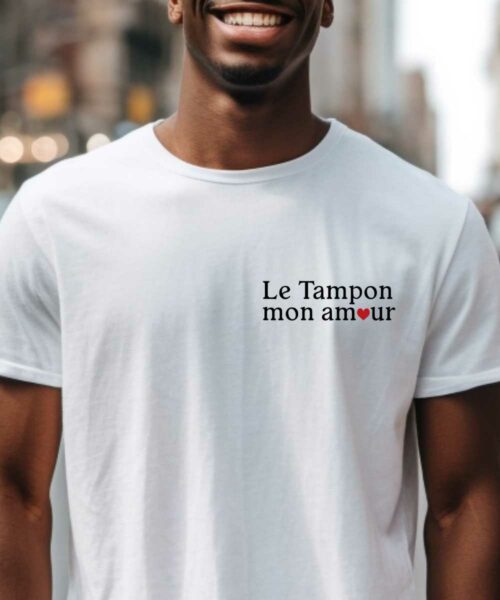 T-Shirt Blanc Le Tampon mon amour Pour homme-1
