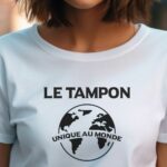 T-Shirt Blanc Le Tampon unique au monde Pour femme-1