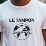 T-Shirt Blanc Le Tampon unique au monde Pour homme-2