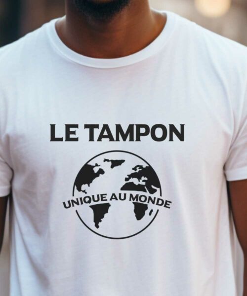 T-Shirt Blanc Le Tampon unique au monde Pour homme-2