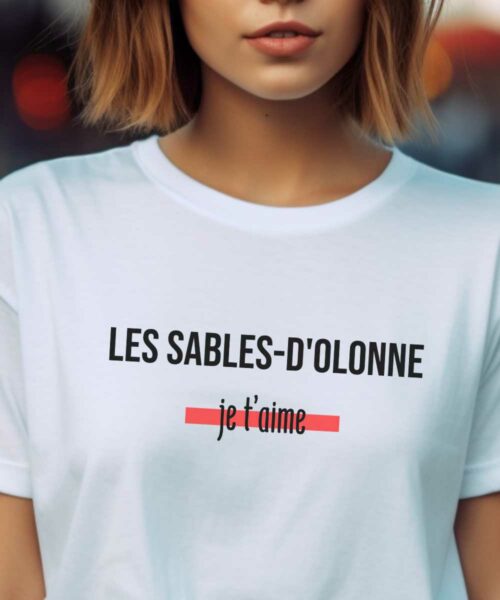 T-Shirt Blanc Les Sables-d'Olonne je t'aime Pour femme-2