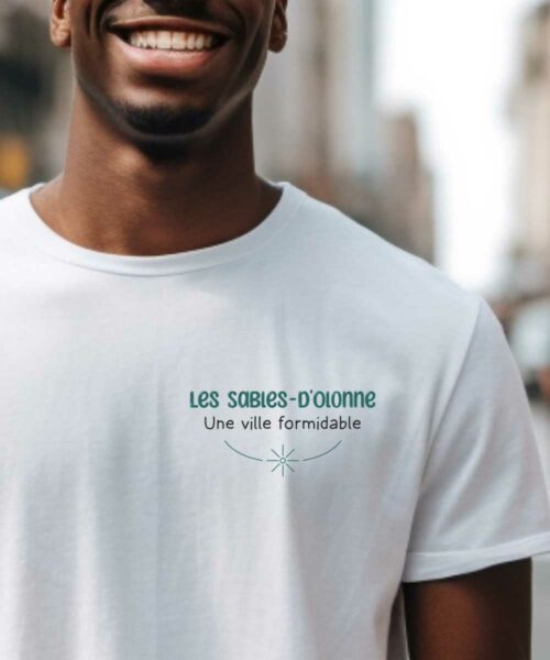 T-Shirt Blanc Les Sables-d’Olonne une ville formidable Pour homme-1