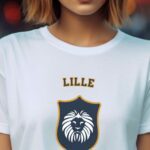 T-Shirt Blanc Lille blason Pour femme-2