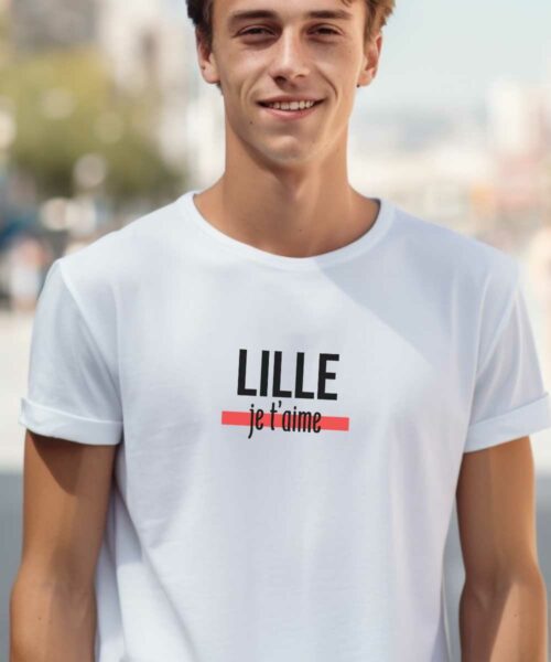 T-Shirt Blanc Lille je t'aime Pour homme-2
