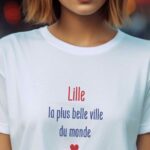 T-Shirt Blanc Lille la plus belle ville du monde Pour femme-1