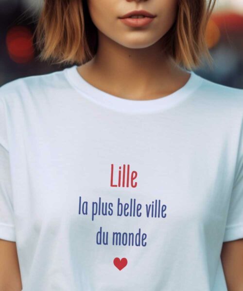T-Shirt Blanc Lille la plus belle ville du monde Pour femme-1