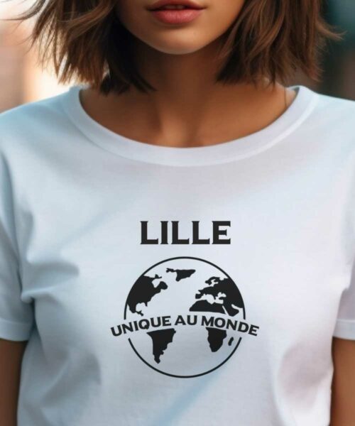 T-Shirt Blanc Lille unique au monde Pour femme-1