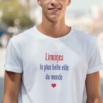 T-Shirt Blanc Limoges la plus belle ville du monde Pour homme-1
