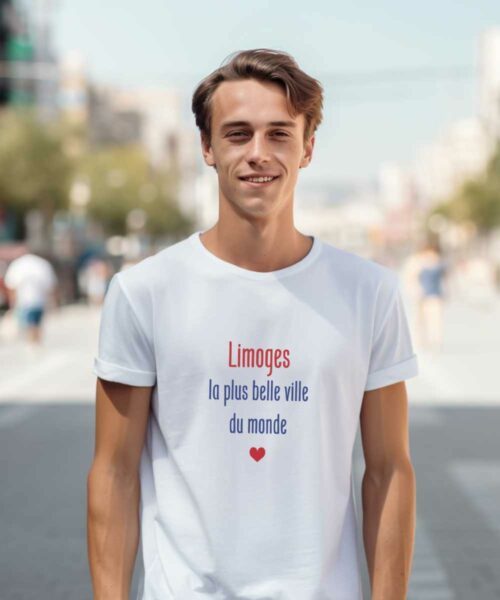 T-Shirt Blanc Limoges la plus belle ville du monde Pour homme-2