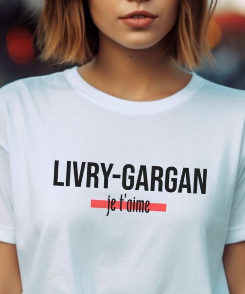 T-Shirt Blanc Livry-Gargan je t'aime Pour femme-2
