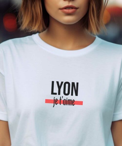 T-Shirt Blanc Lyon je t'aime Pour femme-2