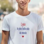 T-Shirt Blanc Lyon la plus belle ville du monde Pour homme-1