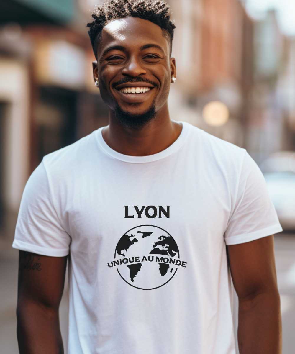 T-Shirt Blanc Lyon unique au monde Pour homme-1