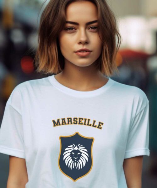 T-Shirt Blanc Marseille blason Pour femme-1