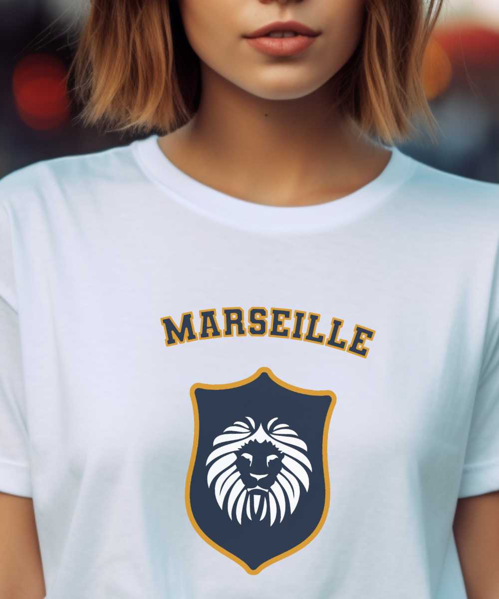 T-Shirt Blanc Marseille blason Pour femme-2
