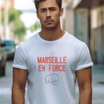 T-Shirt Blanc Marseille en force Pour homme-1
