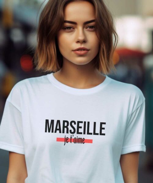 T-Shirt Blanc Marseille je t’aime Pour femme-1